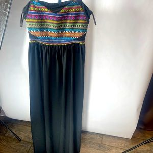 THML Embroidered long maxi dress